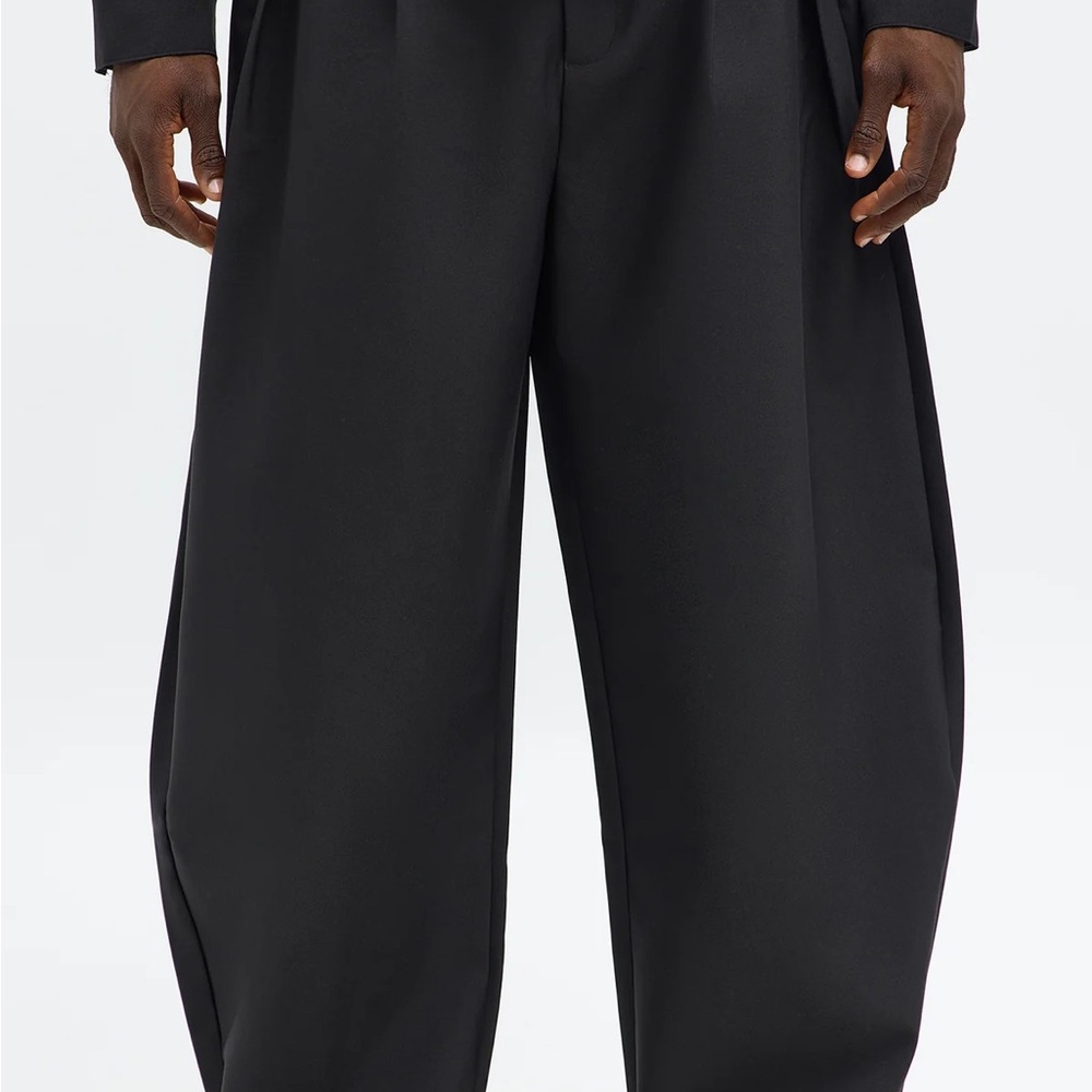 New Black Wide-Leg Men's Barrel Dress Pants Sz 10